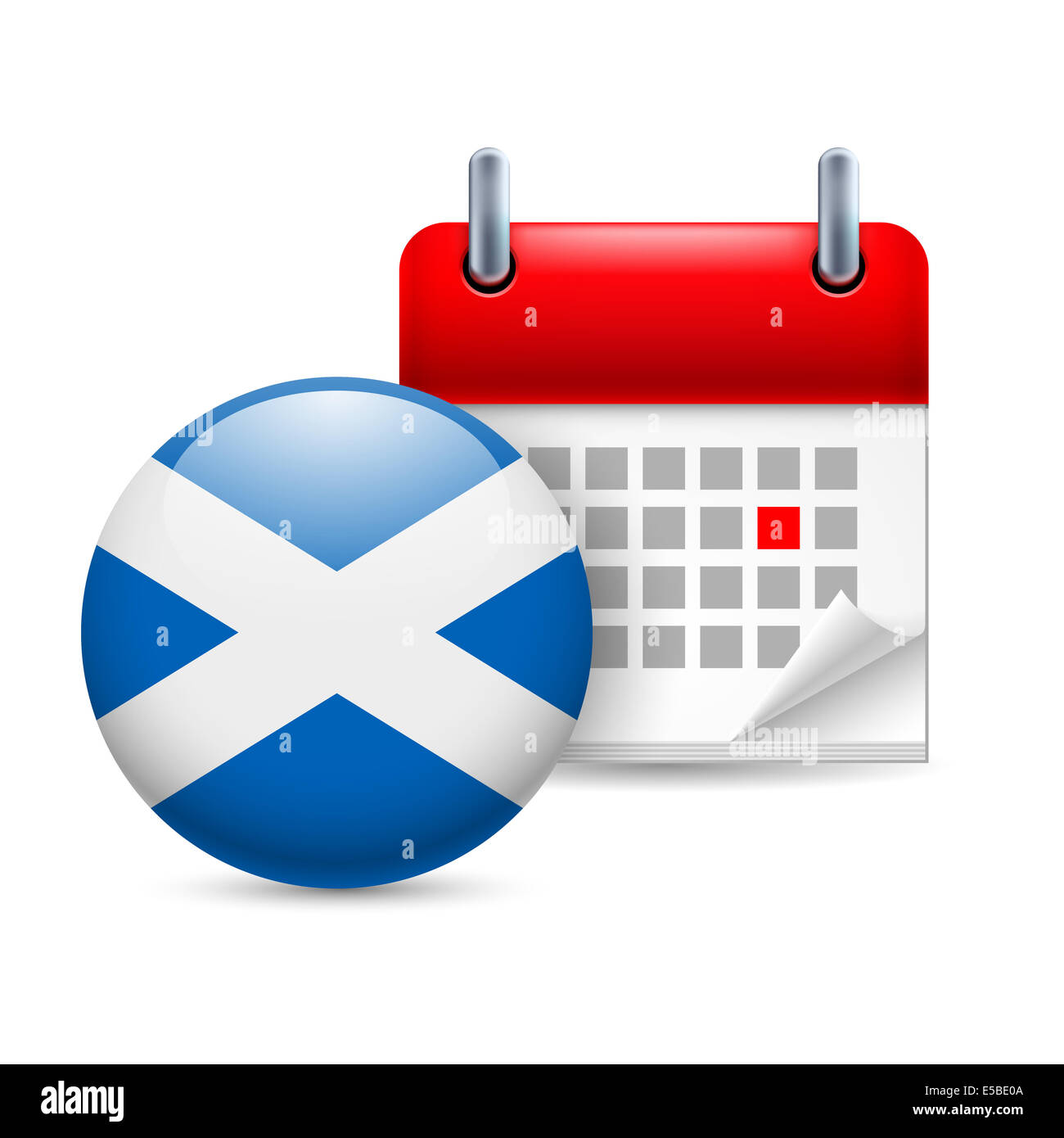 Calendario e round Scottish icona bandiera. Festa nazionale in Scozia Foto Stock