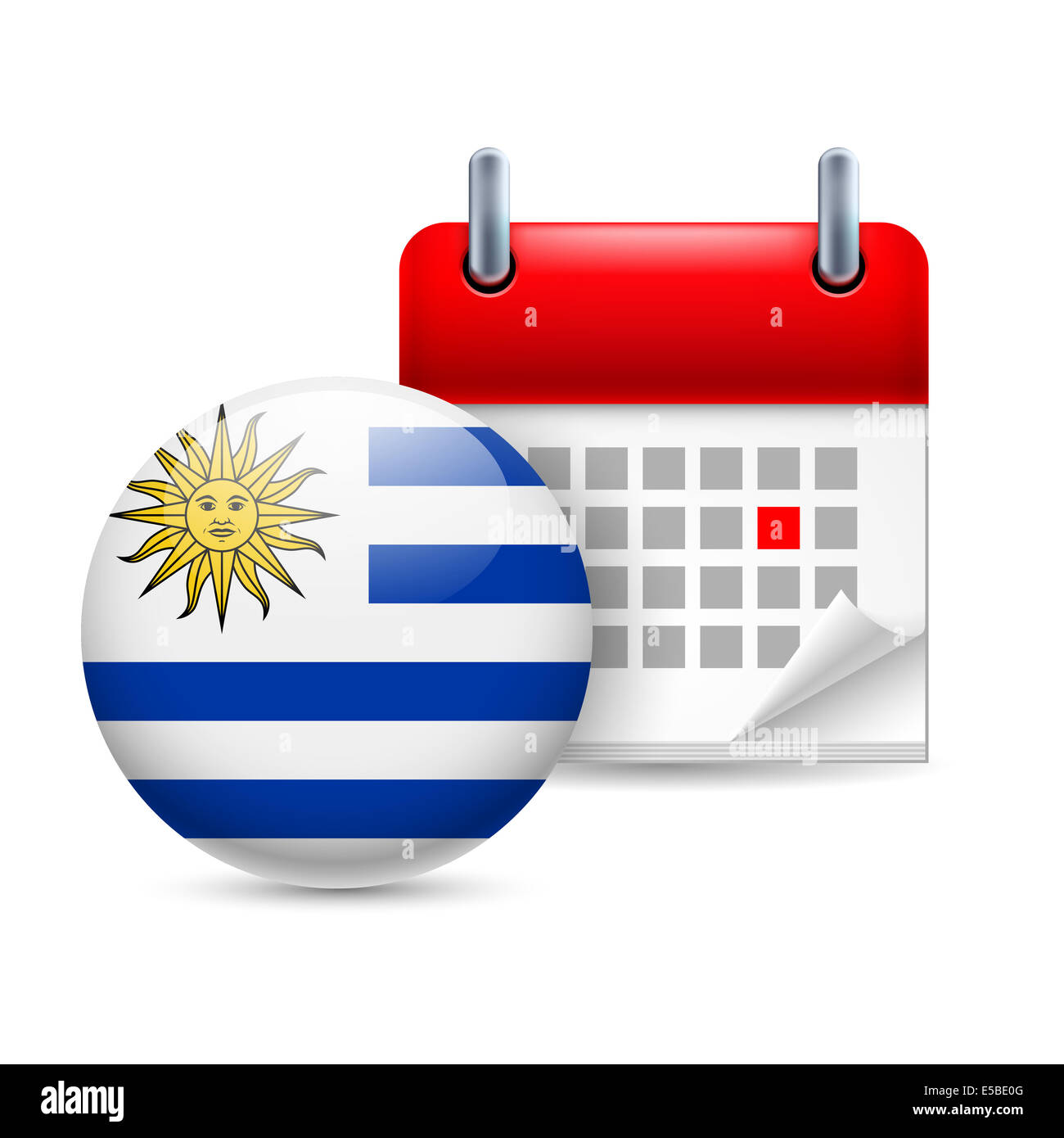 Calendario e Uruguay round icona bandiera. Festa nazionale in Uruguay Foto Stock