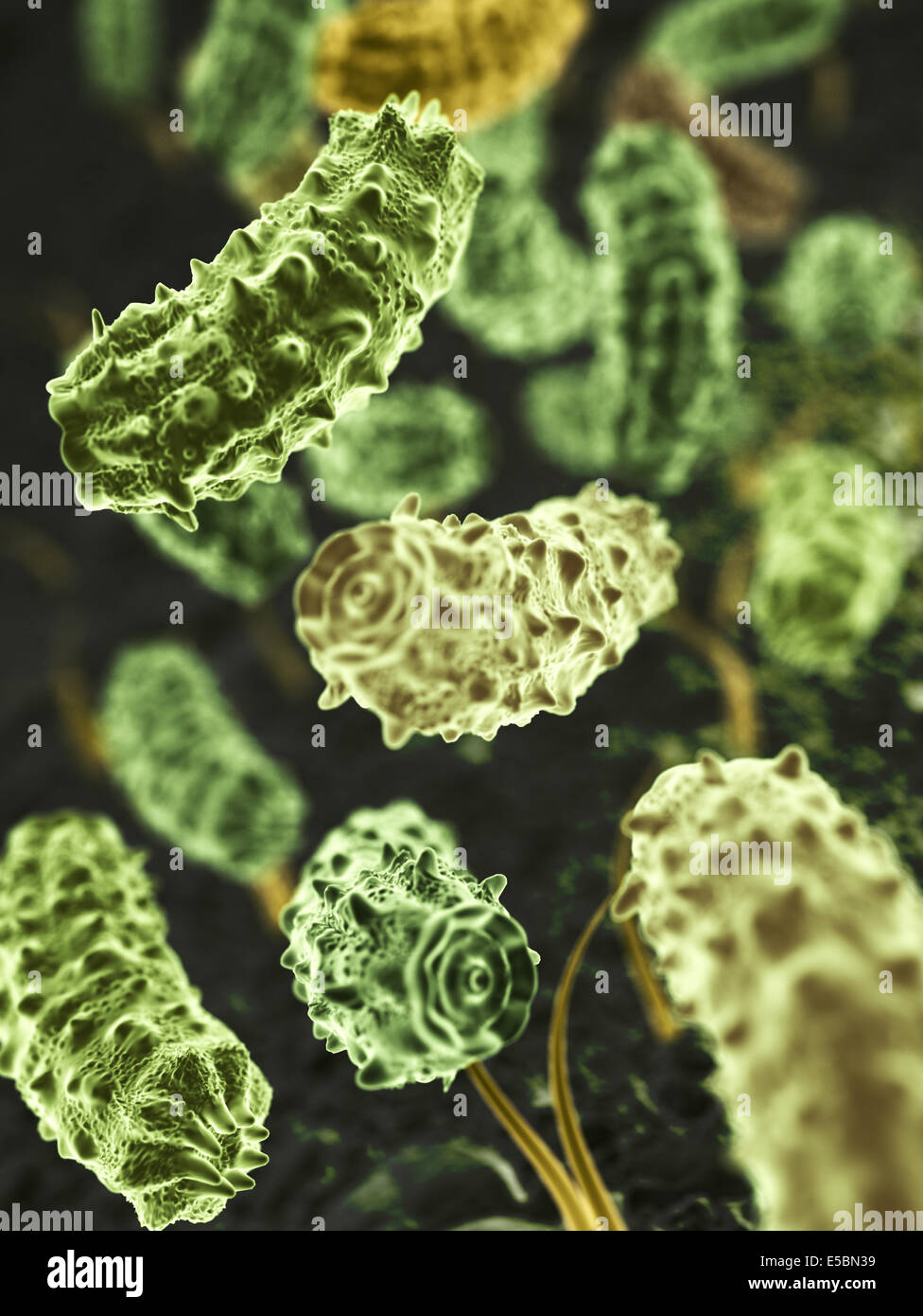 Fantasy microbi o batteri o virus. La scienza 3d illustrazione Foto Stock