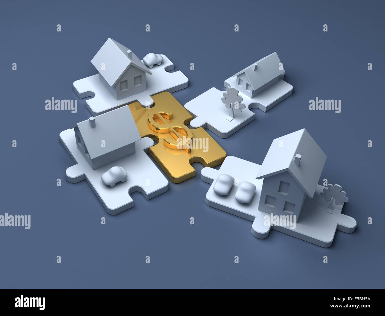 Metaforico puzzle di business. Illustrazione economica Foto Stock