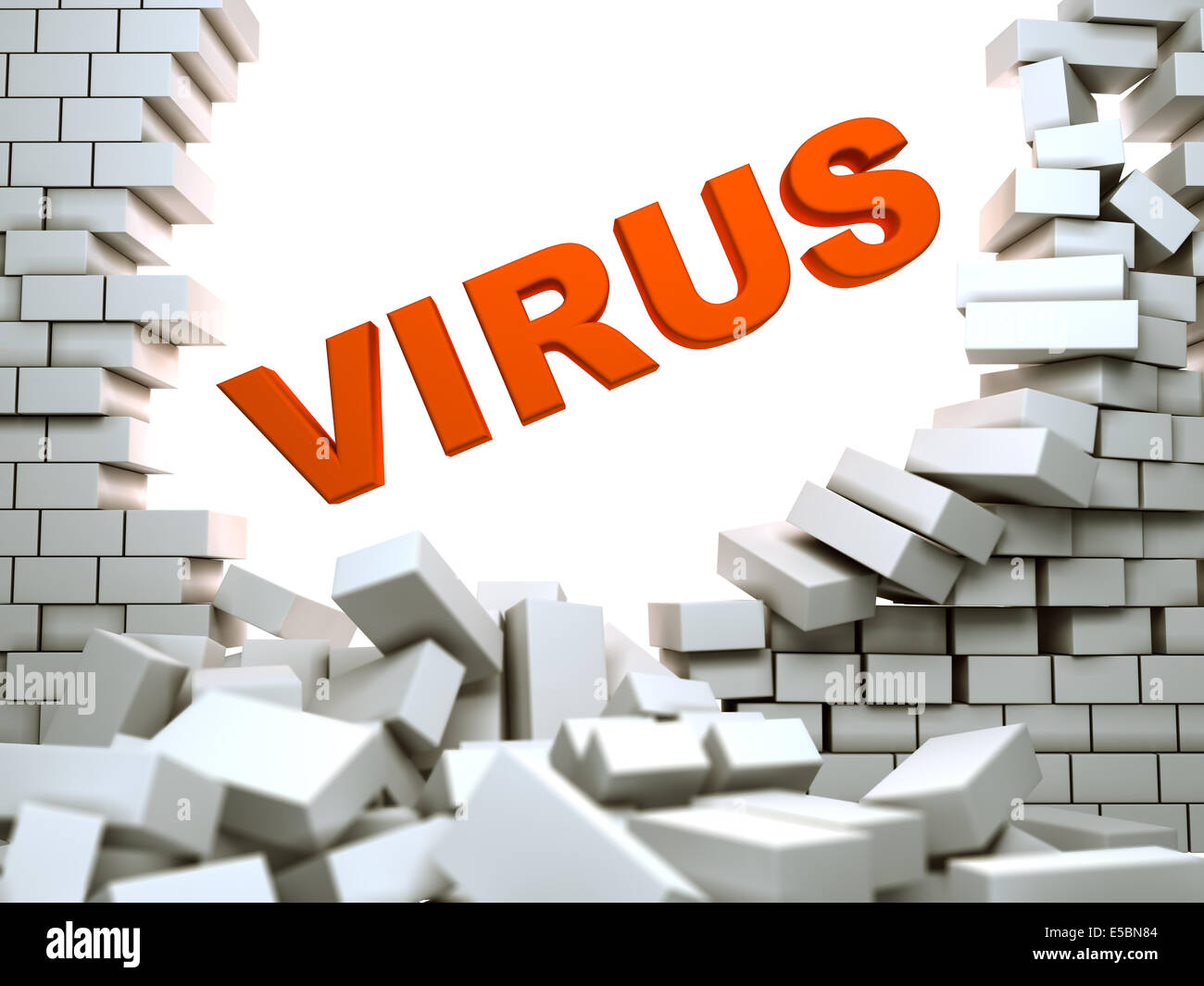 Attaccare le pause del virus attraverso la protezione. concettuale Illustrazione medica Foto Stock
