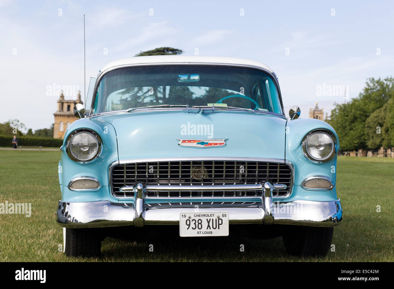 1955 Chevrolet Bel Air Hardtop turchese & bianco Foto Stock