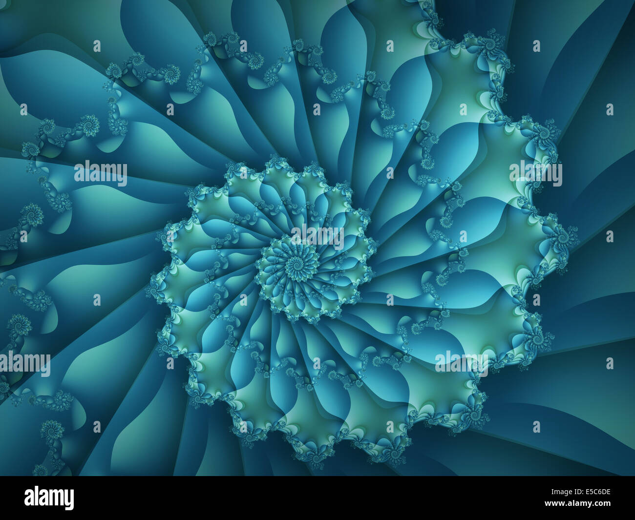 Verde Turchese spirale arte digitale sullo sfondo Foto Stock