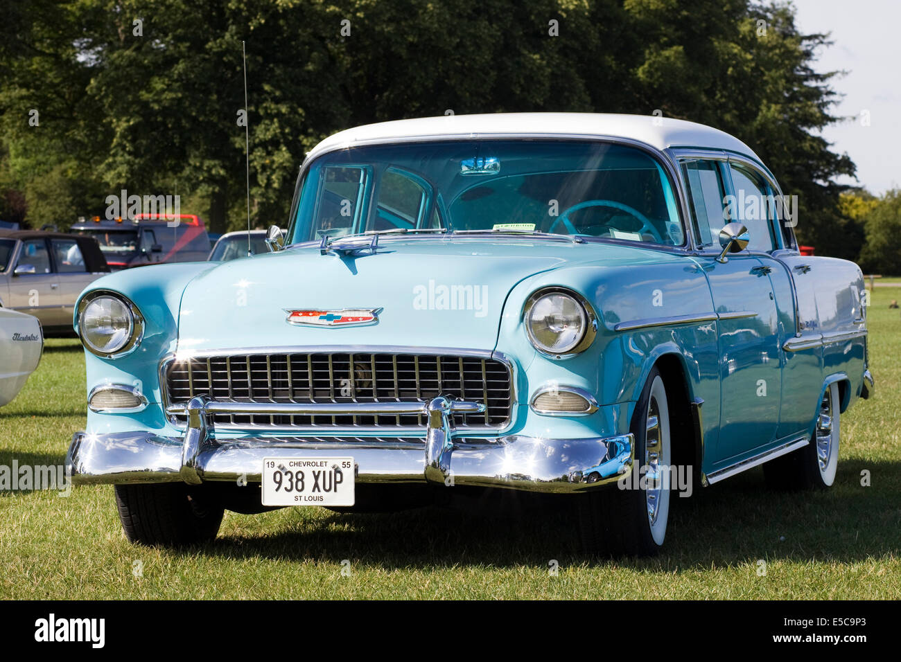 1955 Chevrolet Bel Air Hardtop turchese & bianco Foto Stock