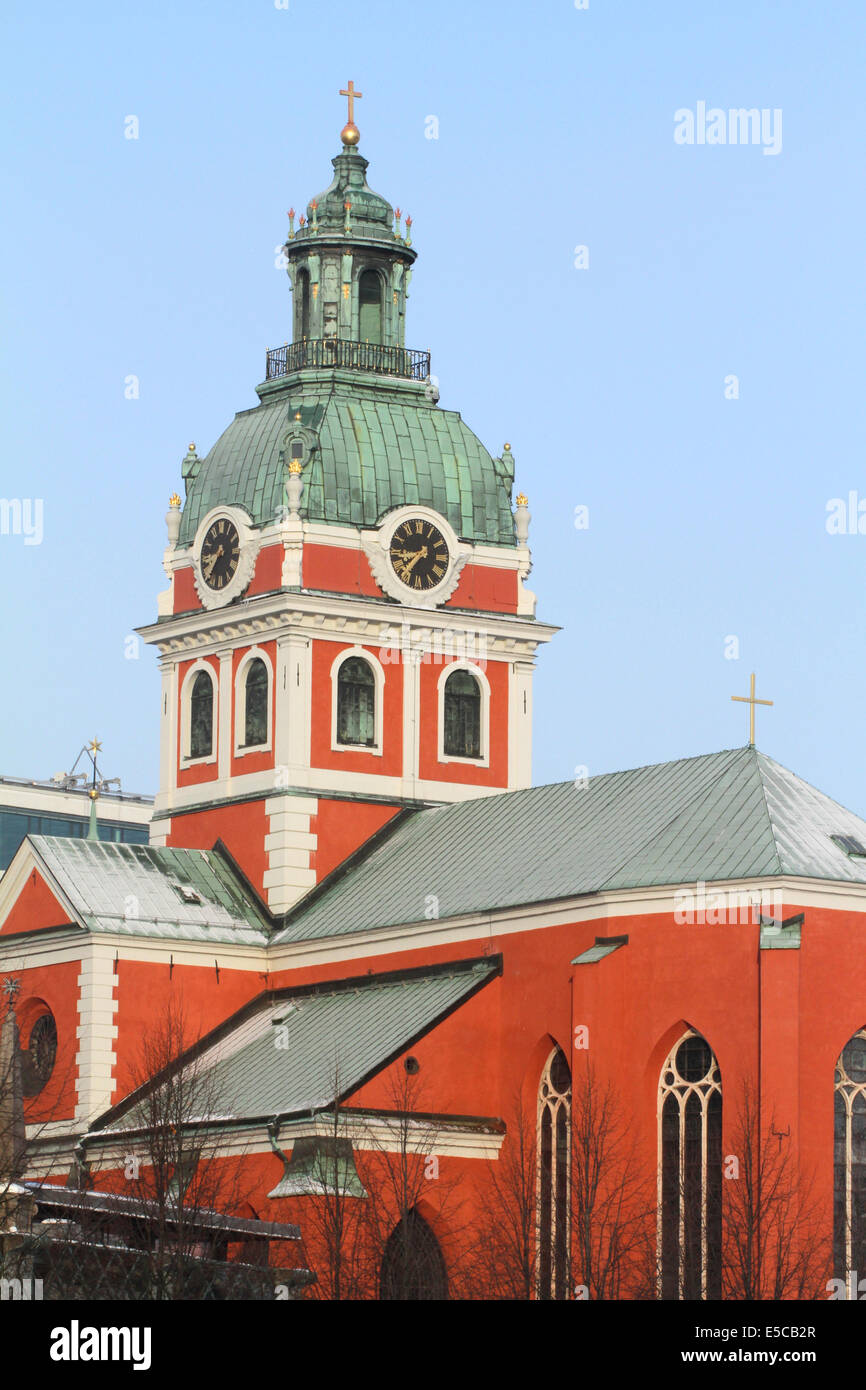La torre della St Jacobs chiesa a Stoccolma in Svezia. Foto Stock