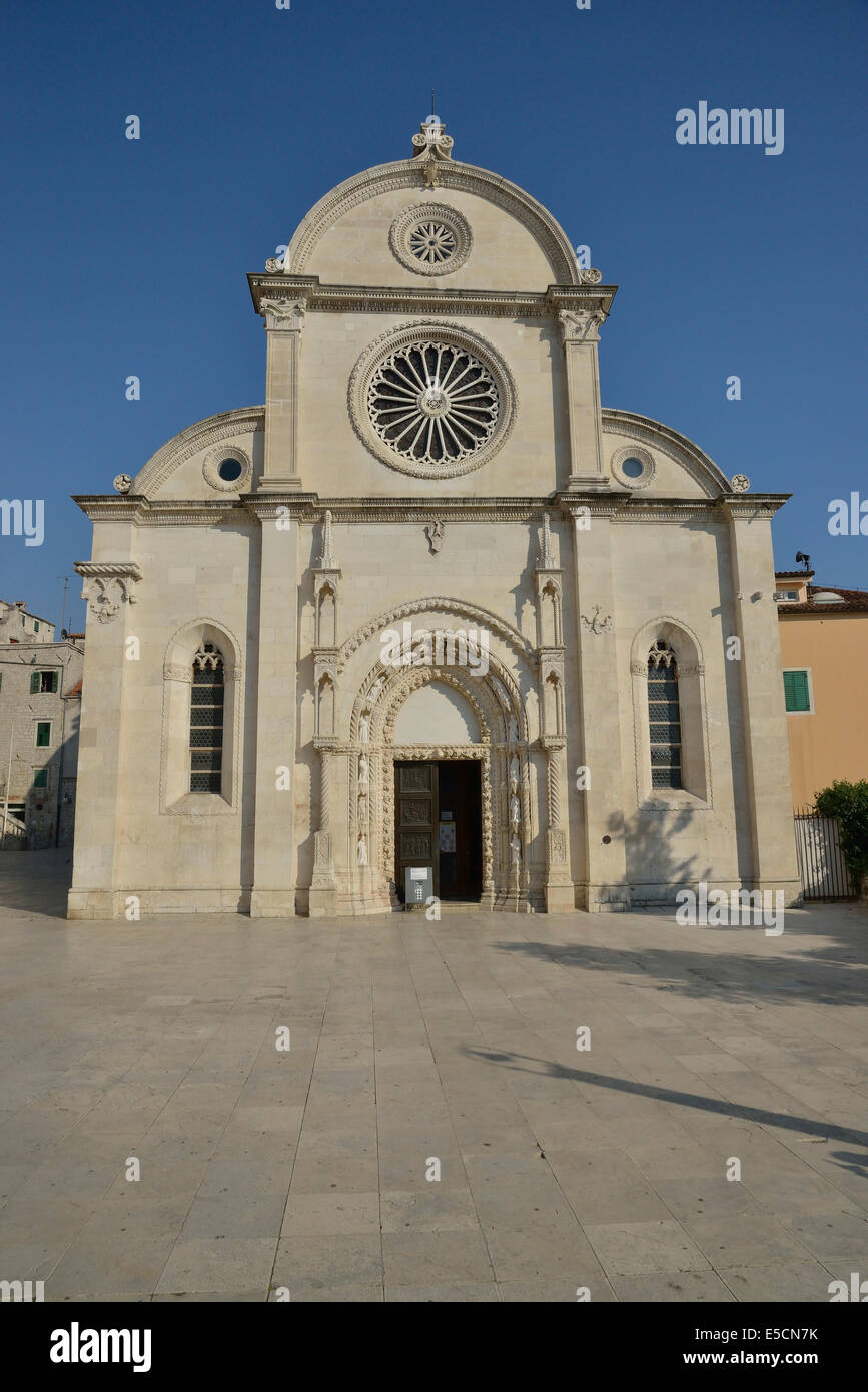Šibenik cattedrale o Katedrala sv. Jakova, Sito Patrimonio Mondiale dell'Unesco, Sebenico, Dalmazia, Croazia cattedrale Foto Stock