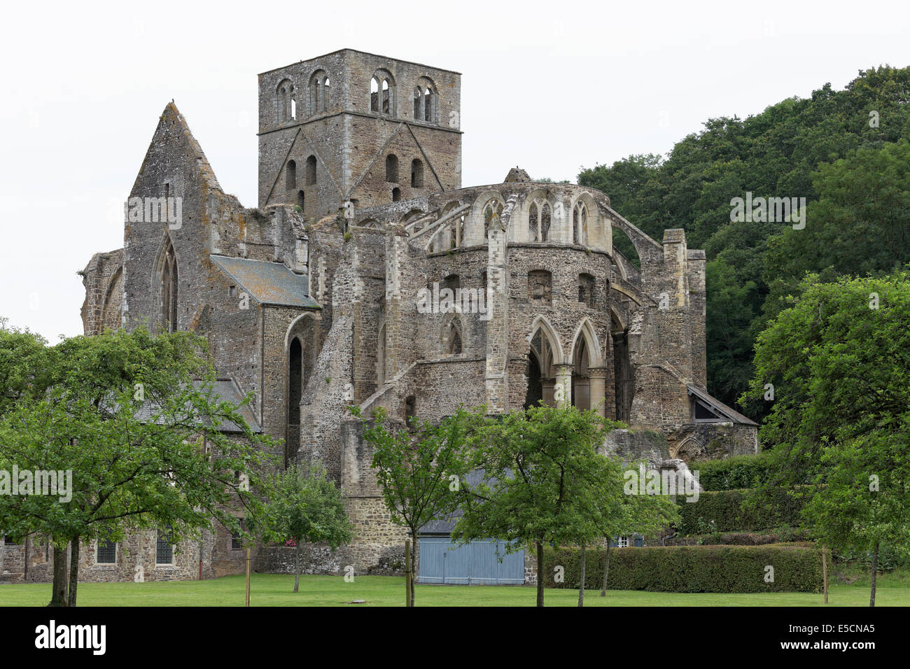 Rovine della chiesa abbaziale, Hambye Abbey, Cotentin Penisola, Département Manche, Bassa Normandia, Francia Foto Stock