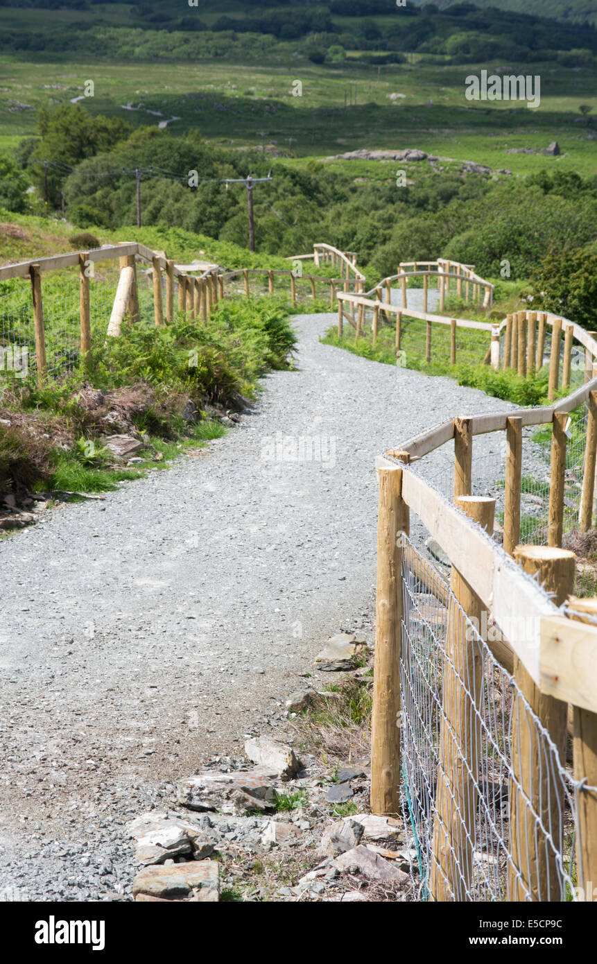 Pista ciclabile a Lago di Trawsfynydd, Gwynedd, il Galles del Nord Foto Stock