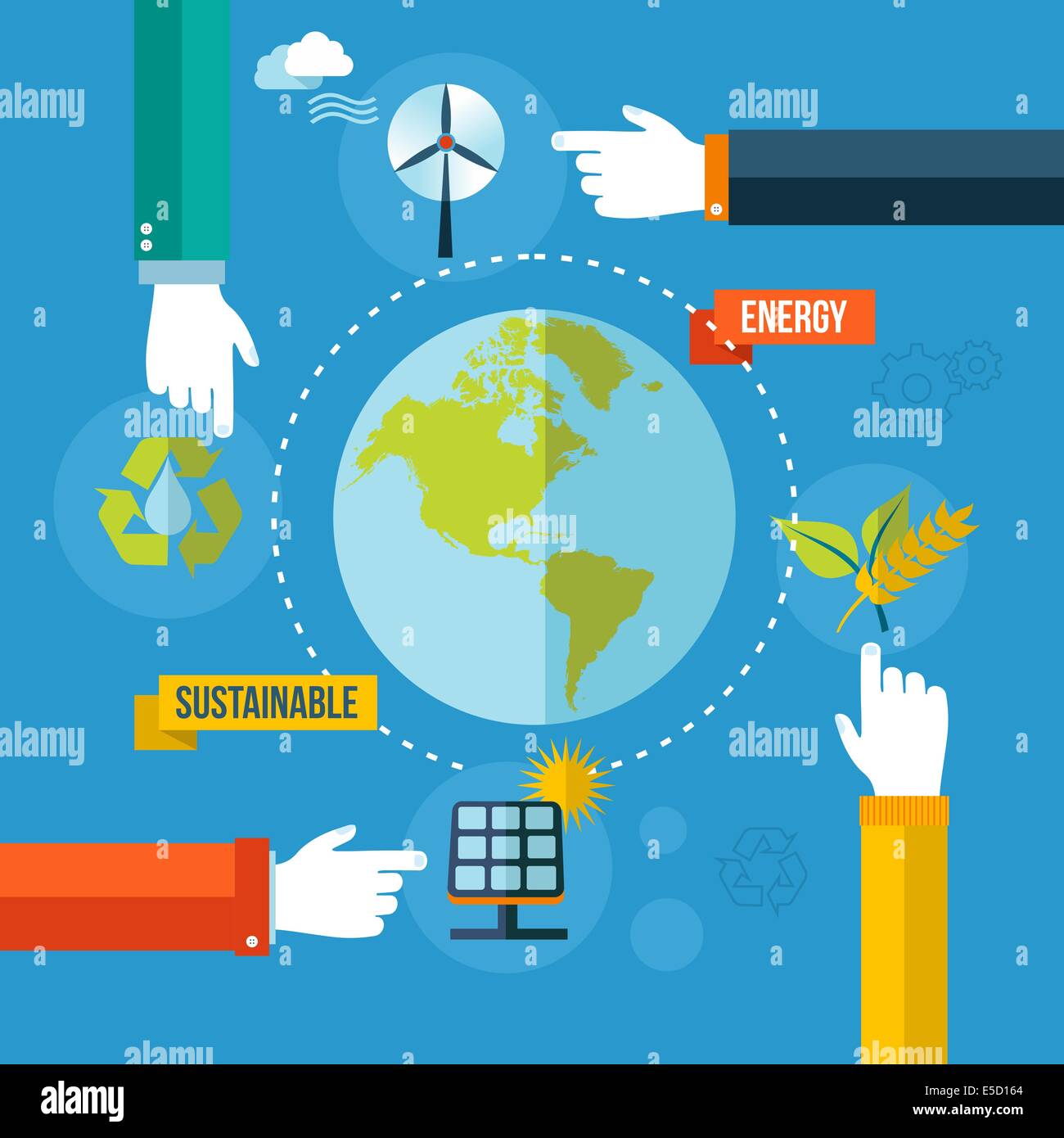 La terra verde. Ambiente e sviluppo sostenibile lo sfondo dell'illustrazione. EPS10 file vettoriale organizzati in strati per un facile Foto Stock