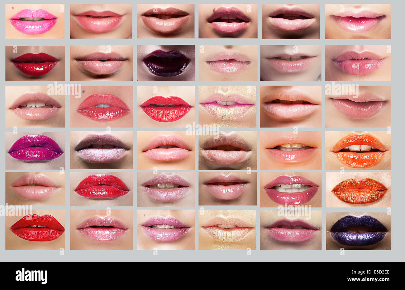 Il rossetto. Grande varietà di donne a labbra. Set di Bocche Foto Stock