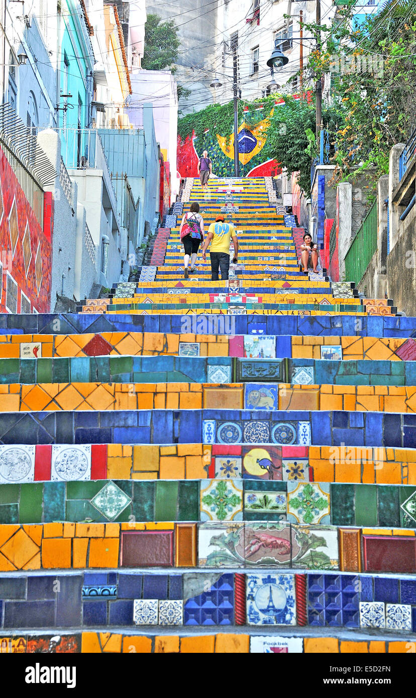 Selaron passi di Rio de Janeiro in Brasile Foto Stock