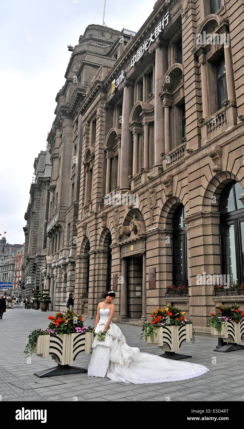 Nozze Il Bund Shanghai in Cina Foto Stock