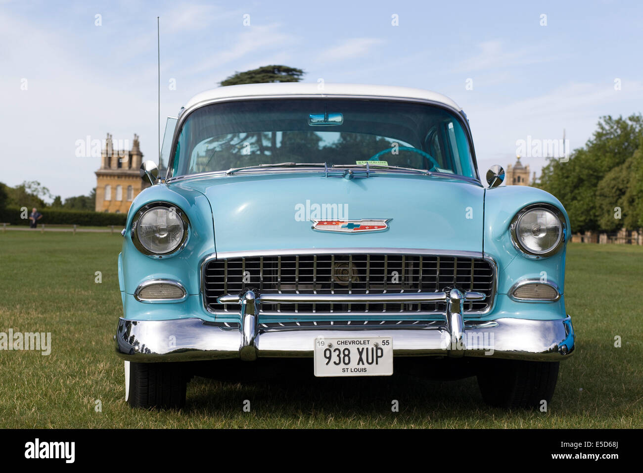 1955 Chevrolet Bel Air Hardtop turchese & bianco Foto Stock