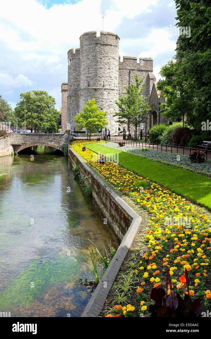 Westgate giardini e Stour river walk in Canterbury, Regno Unito Foto Stock