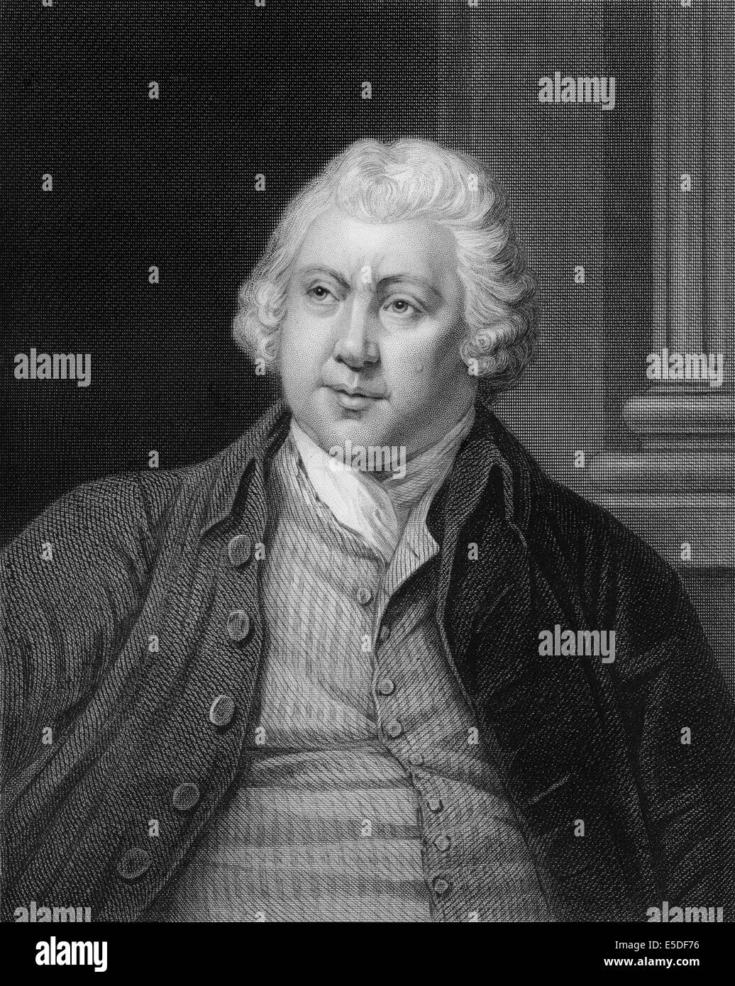 Incisione in acciaio, c. 1860, Sir Richard Arkwright, 1732-1792, un imprenditore leader durante la prima rivoluzione industriale Foto Stock