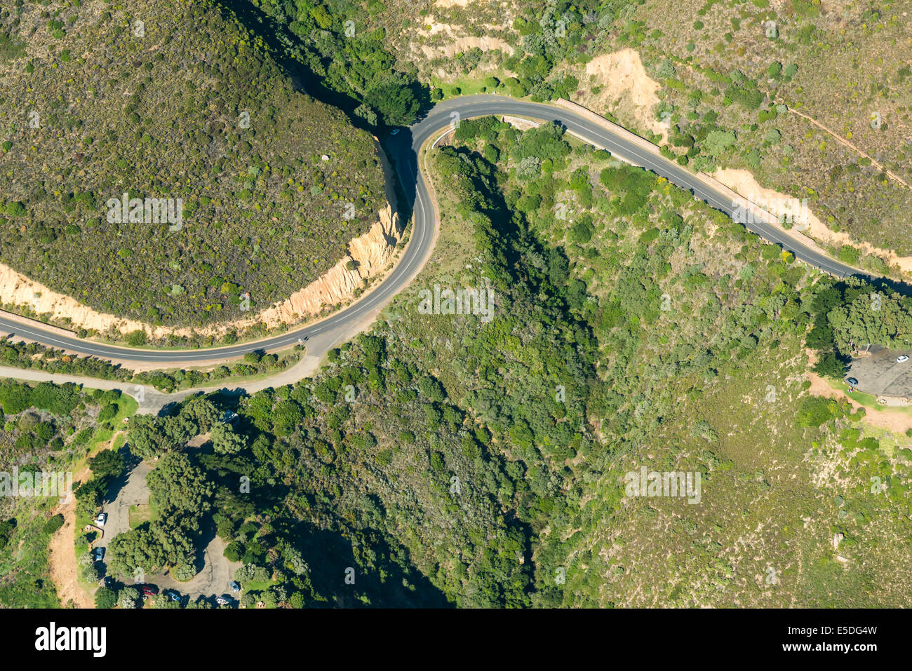 Vista aerea, Chapman's Peak Drive strada costiera, Cape Town, Western Cape, Sud Africa Foto Stock