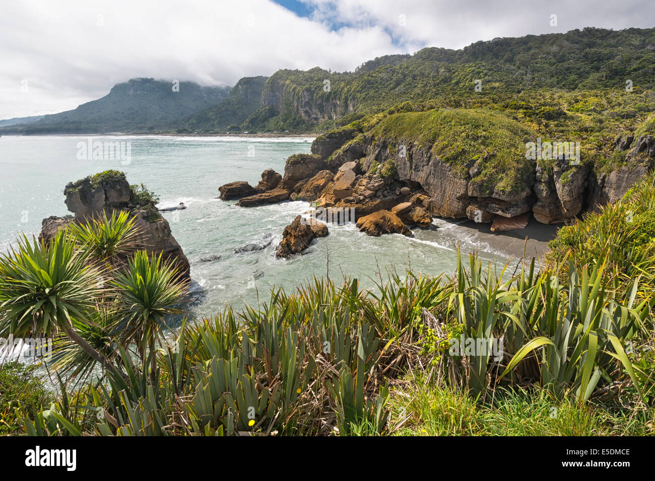 Nuova Zelanda, Isola del Sud, Punakaiki, scogliere sulla costa del pancake rocks in Paparoa National Park Foto Stock