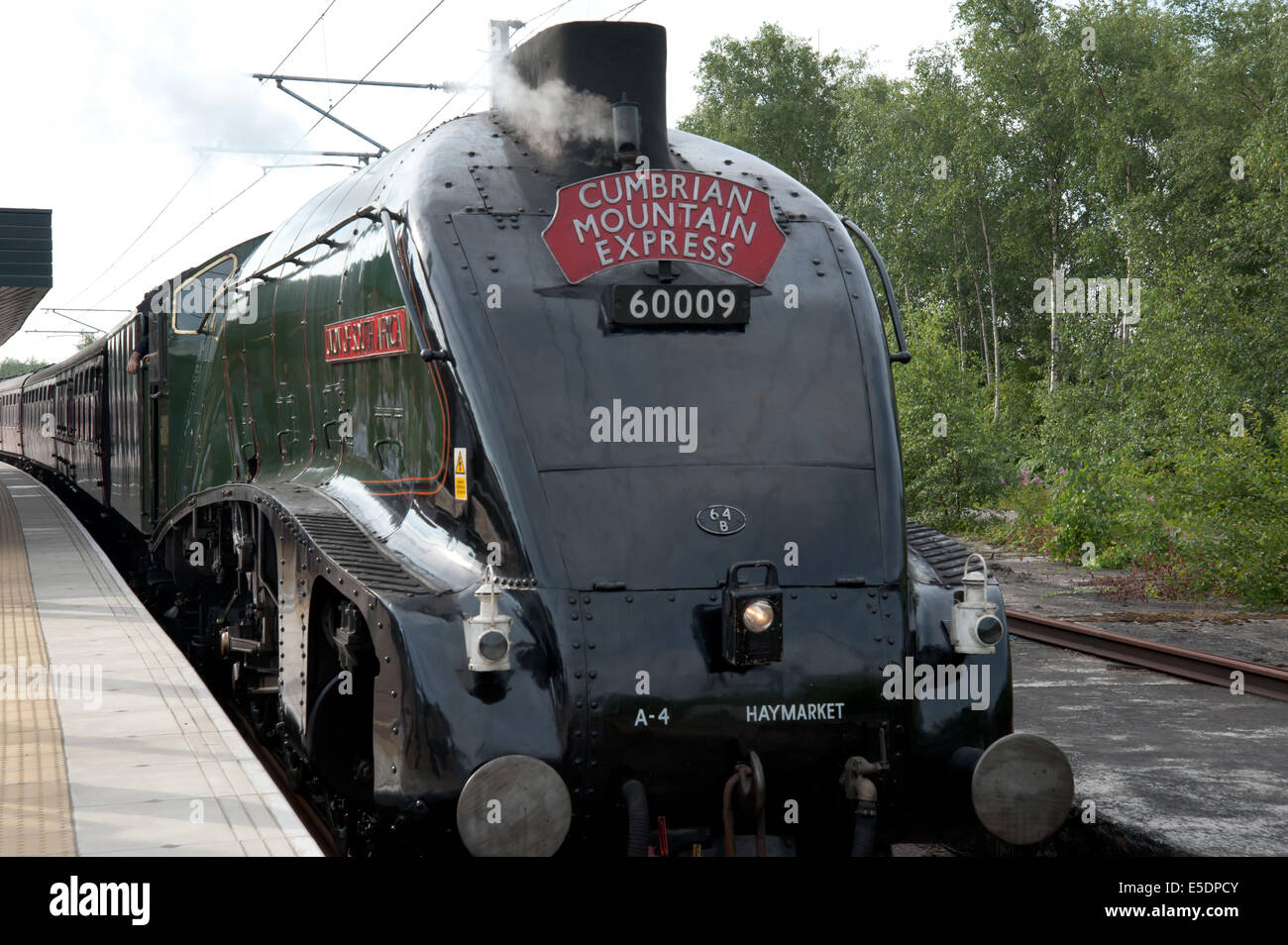 A4 Pacific 'Unione del Sud Africa' nella stazione Wigan North Western Foto Stock