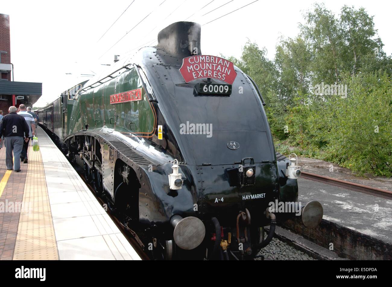 A4 Pacific 'Unione del Sud Africa' nella stazione Wigan North Western Foto Stock