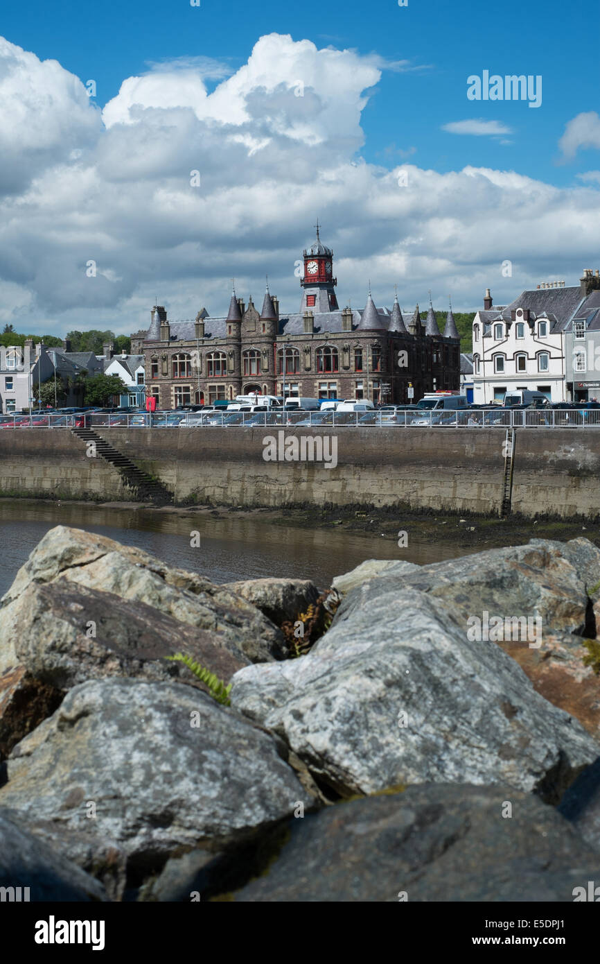 Il vecchio municipio, Stornoway, Ebridi Esterne adottate dal porto Foto Stock