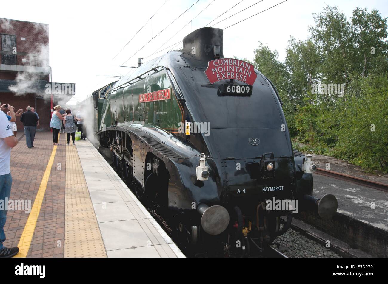 A4 Pacific 'Unione del Sud Africa' nella stazione Wigan North Western Foto Stock