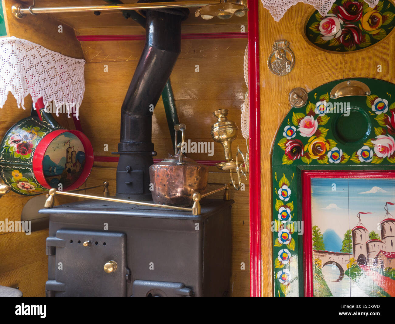 Galley narrowboat storico idrovie nazionali Boat Museum Ellesmere Port Cheshire Foto Stock