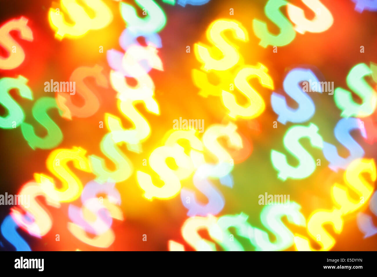 Colorato sfocata simboli di dollaro, può essere utilizzato come sfondo Foto Stock