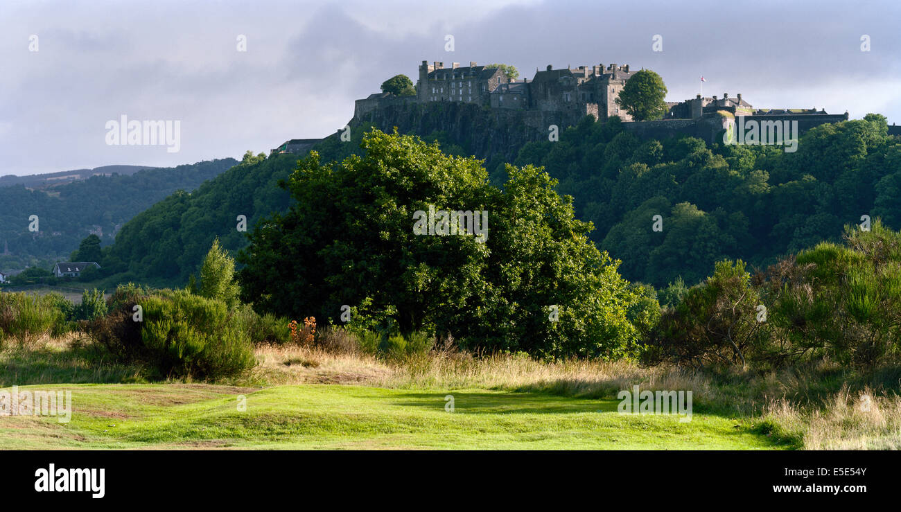 Vista del Castello di Stirling da King's Park Campo da Golf Foto Stock