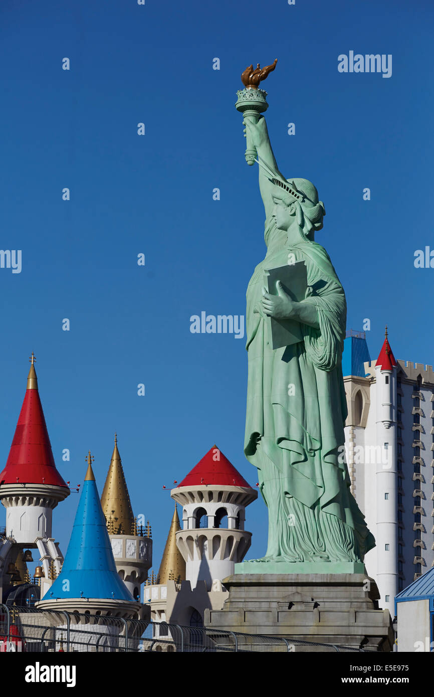Statua di stile liberty, New York-New York Hotel & Casinò si trova sul Las Vegas Strip di Las Vegas Boulevard South, Foto Stock