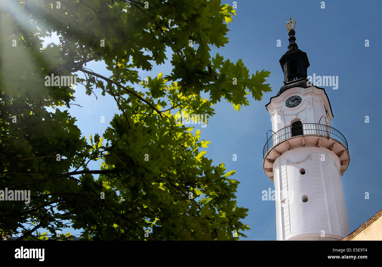 Torre antincendio nel quartiere del castello in Veszprem, Ungheria Foto Stock