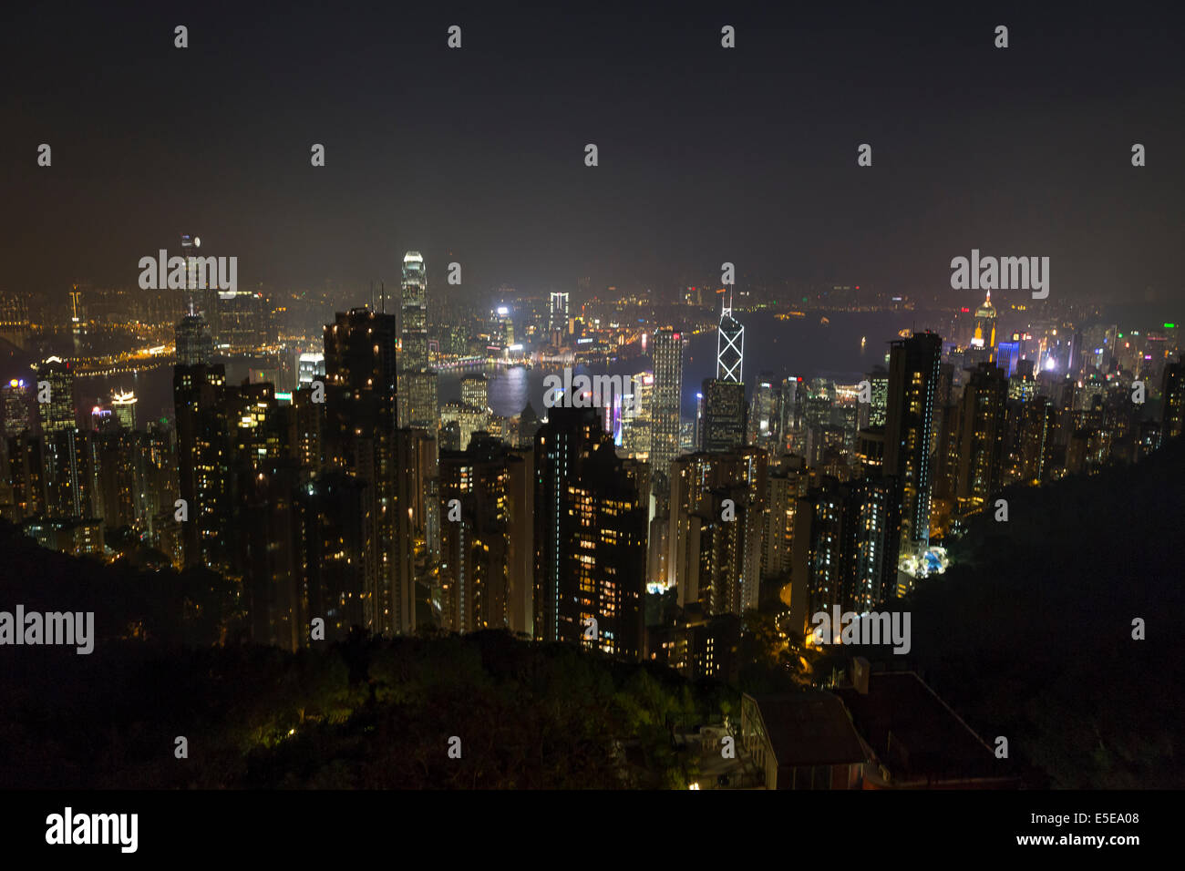 Cina Hong Kong di notte VISTA PANORAMICA Foto Stock