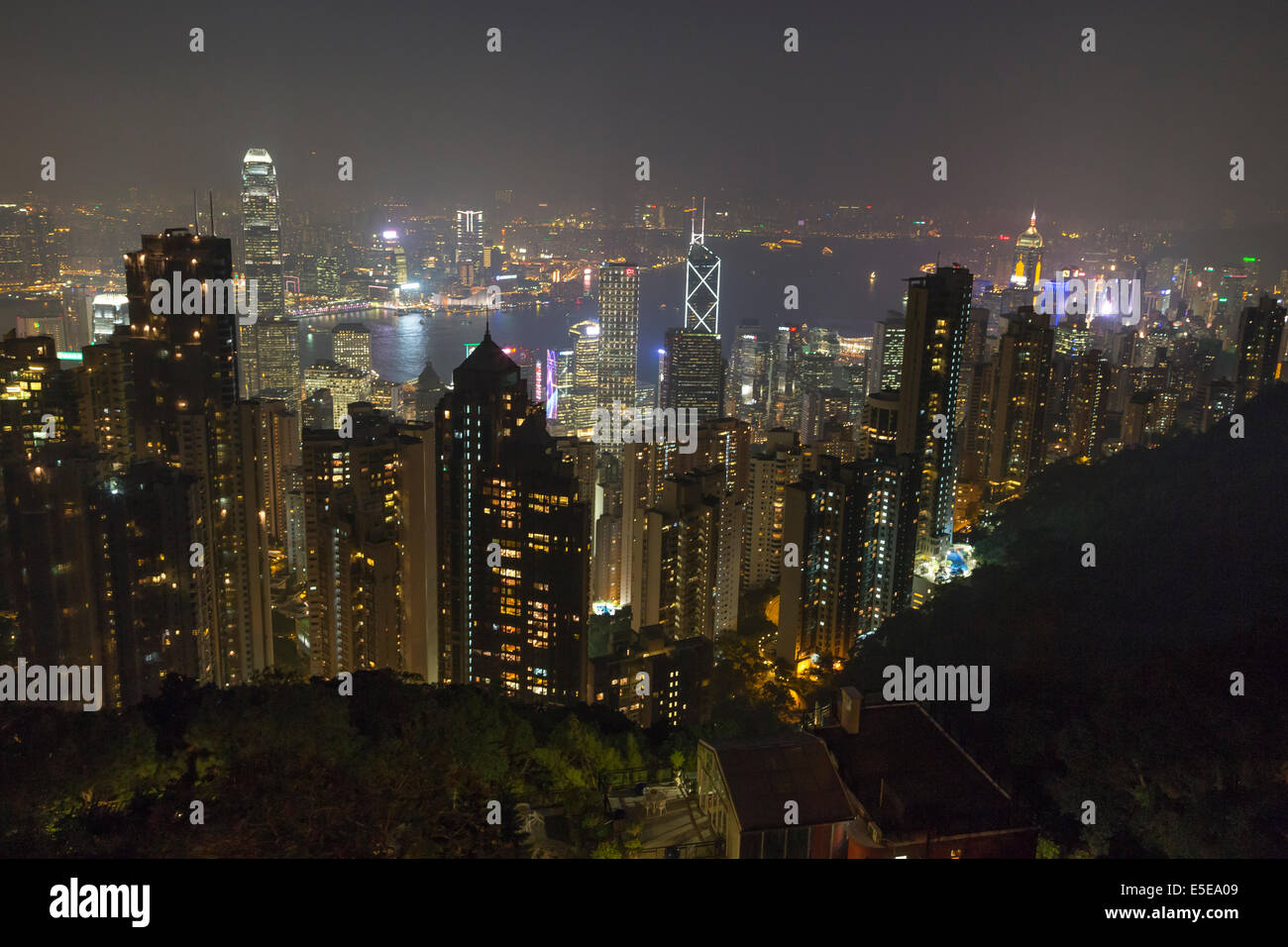 Cina Hong Kong di notte VISTA PANORAMICA Foto Stock