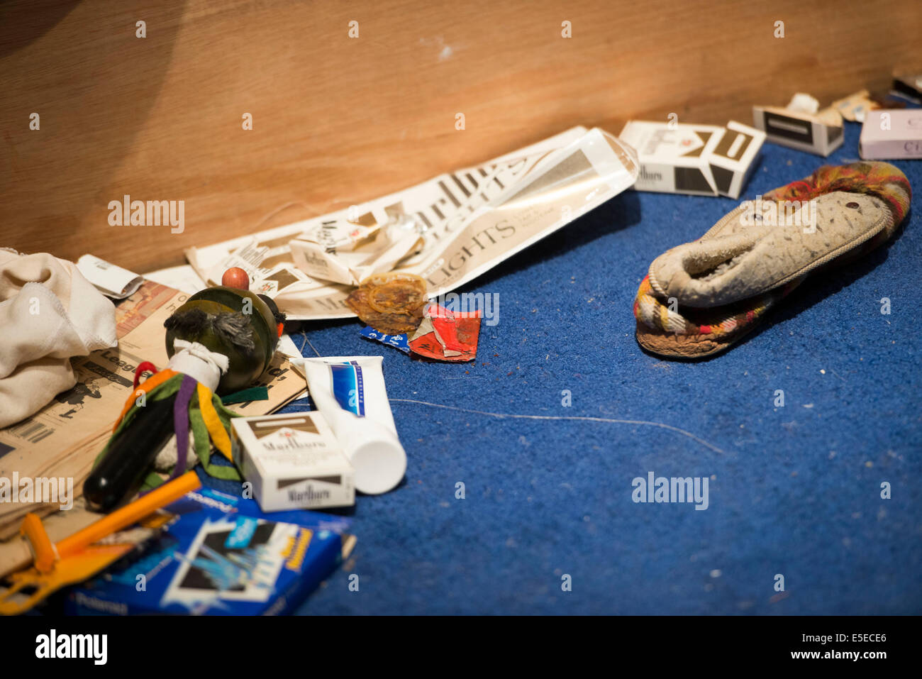 Christie's di Londra. Tracey Emin's 'My Bed" (1998) sul mercato e venduti per £2,2m nel luglio 2014 Foto Stock