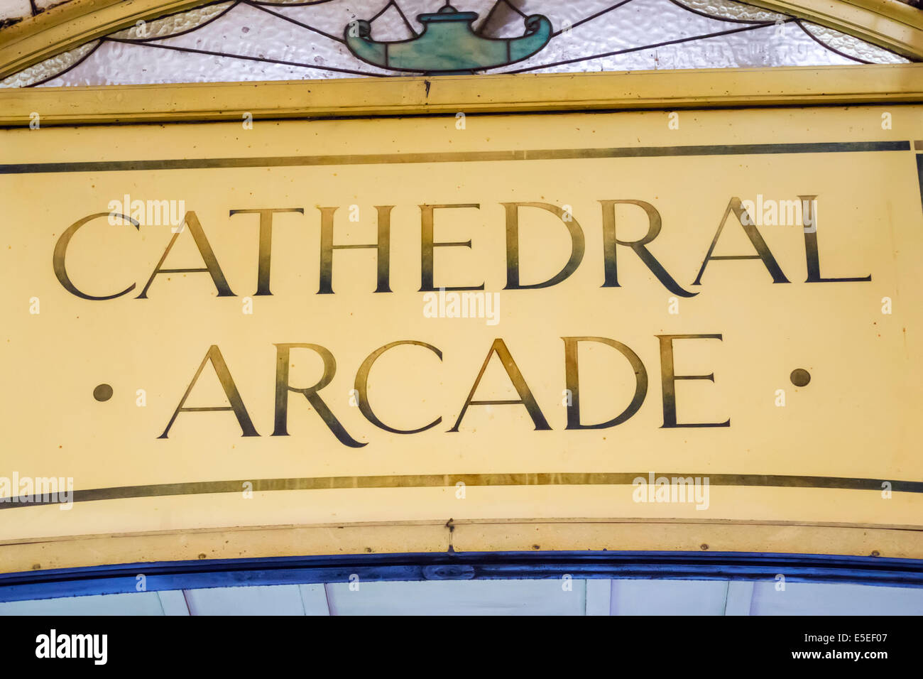 Melbourne Australia, Swanston Street, Nicholas building, Cathedral Arcade, vetrate colorate, design, dettaglio, decor, cartello, AU140321095 Foto Stock