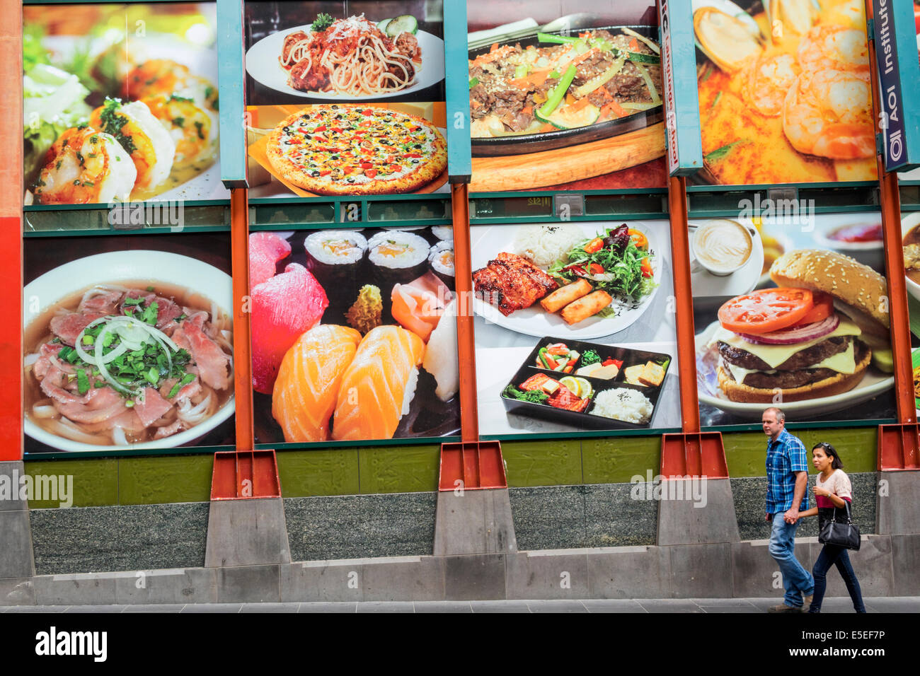 Melbourne Australia, Victoria CBD Central Business, quartiere, Chinatown, Little Bourke Street, foto giganti, menu, cibo, ristorante ristoranti, cibo e pasti ea Foto Stock