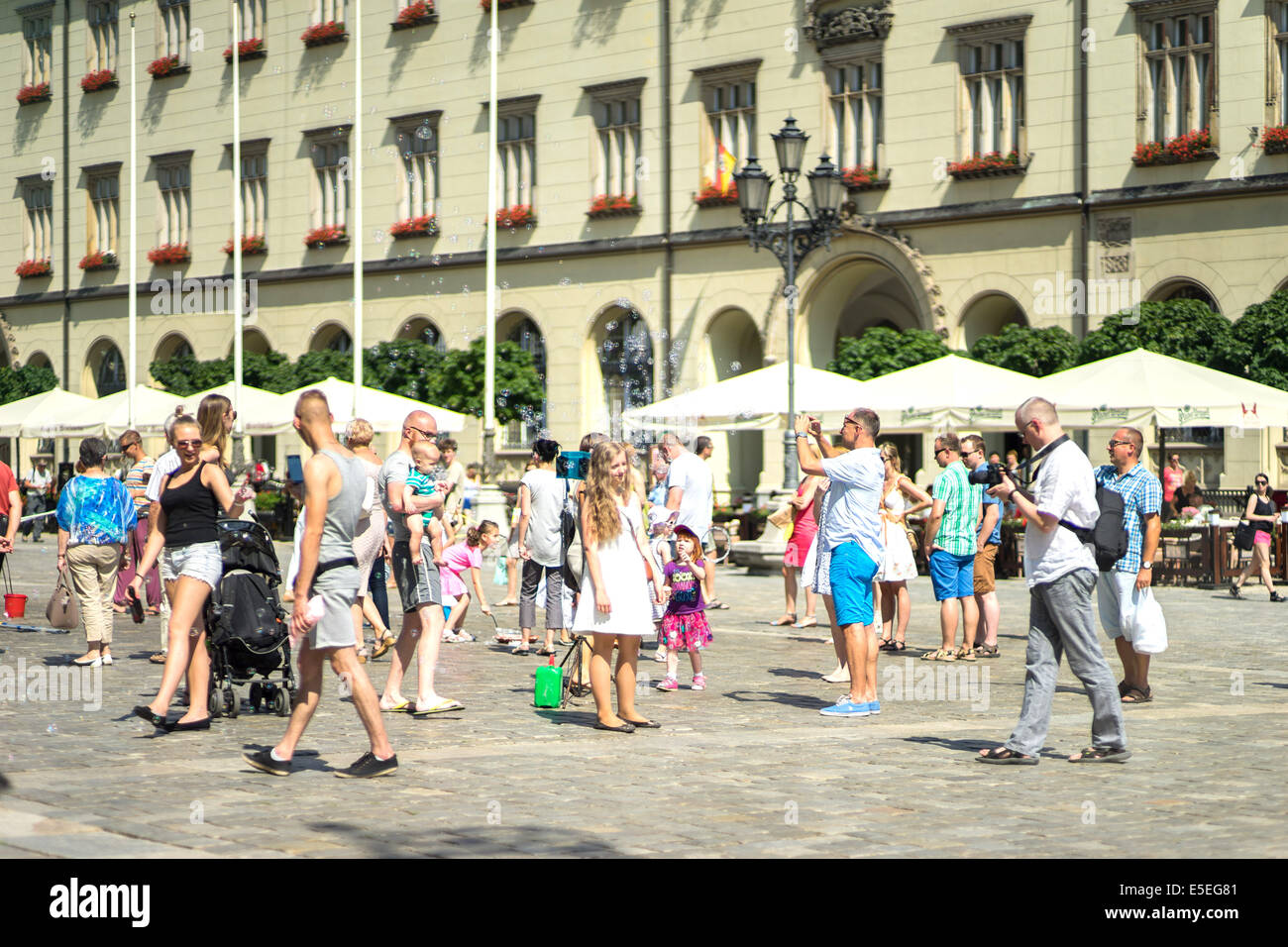 Wroclaw il mercato vecchio Municipio nuovo Foto Stock
