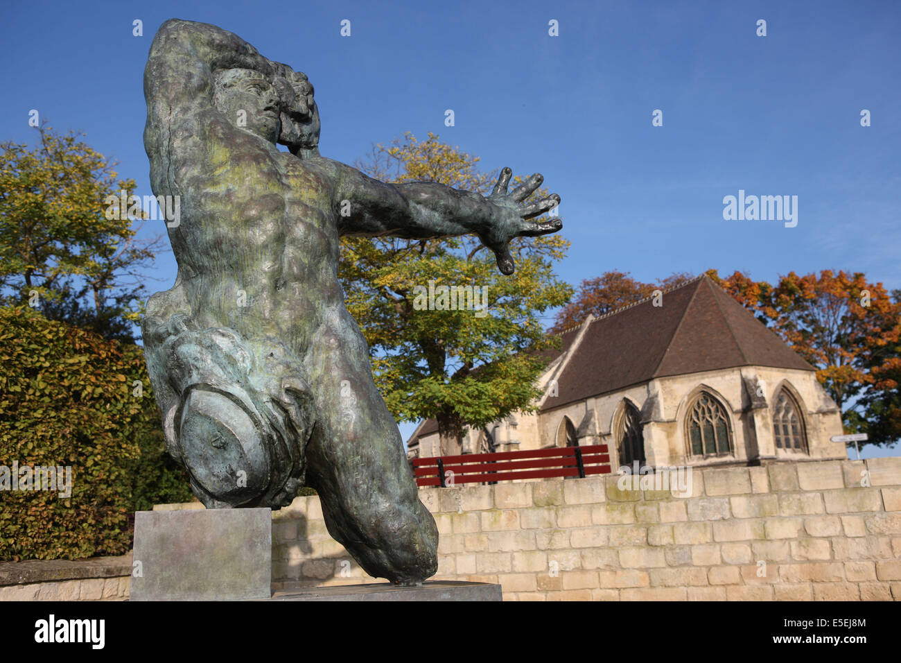 Francia, Normandia, calvados, caen, parc du Chateau, scultura d'antoine bourdelle, le guerrier sans jambe, Foto Stock