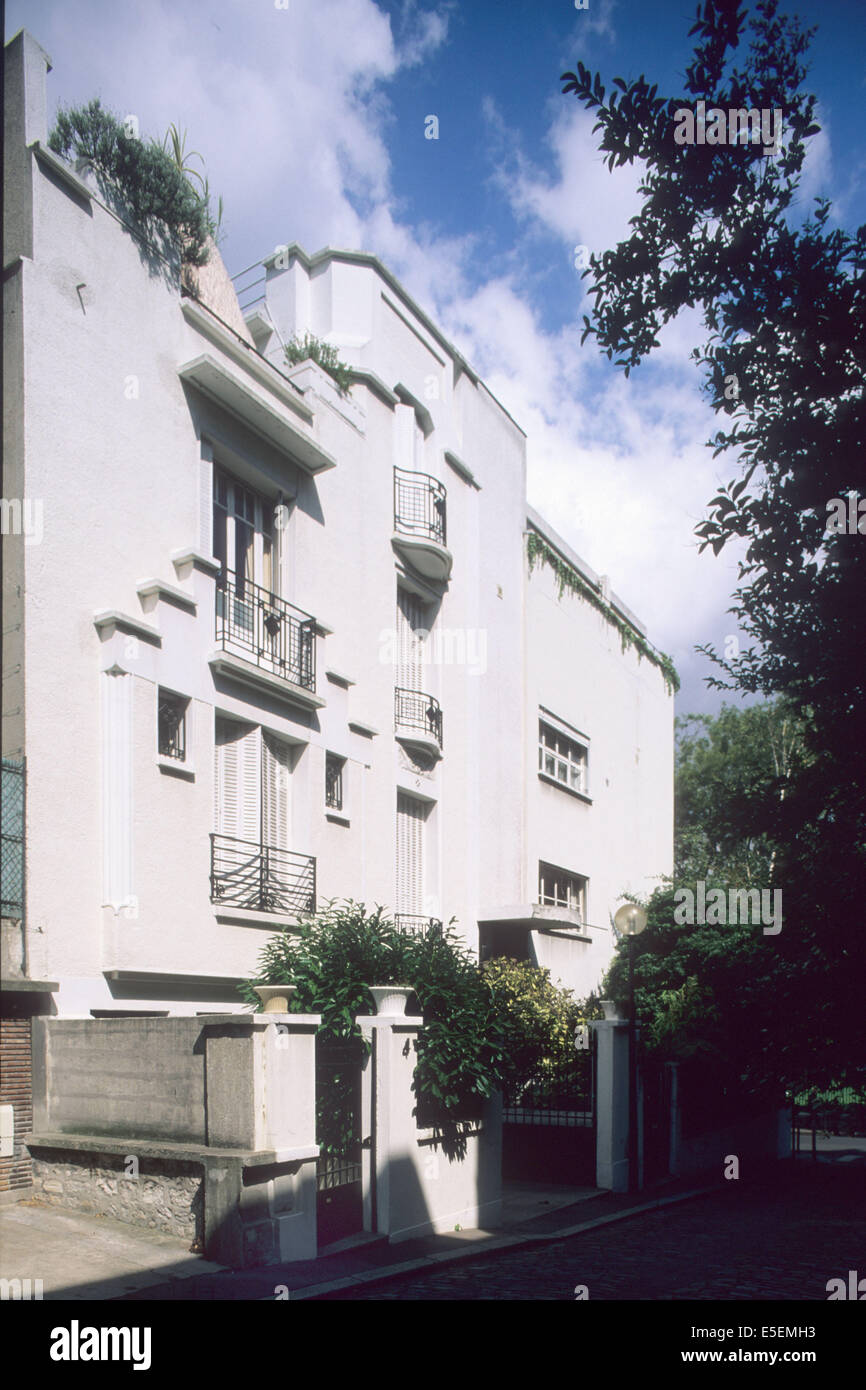 Francia, parigi 14e, art deco, 2 rue george braque, maison atelier, artistes, face au parc montsouris, Foto Stock