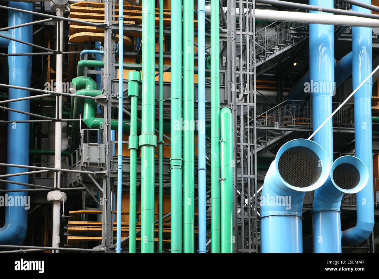 Francia, parigi 4e, beaubourg, Centre Pompidou, parvis, facciata, architettura richard rogers et renzo piano, rue du renard, tubi, Foto Stock