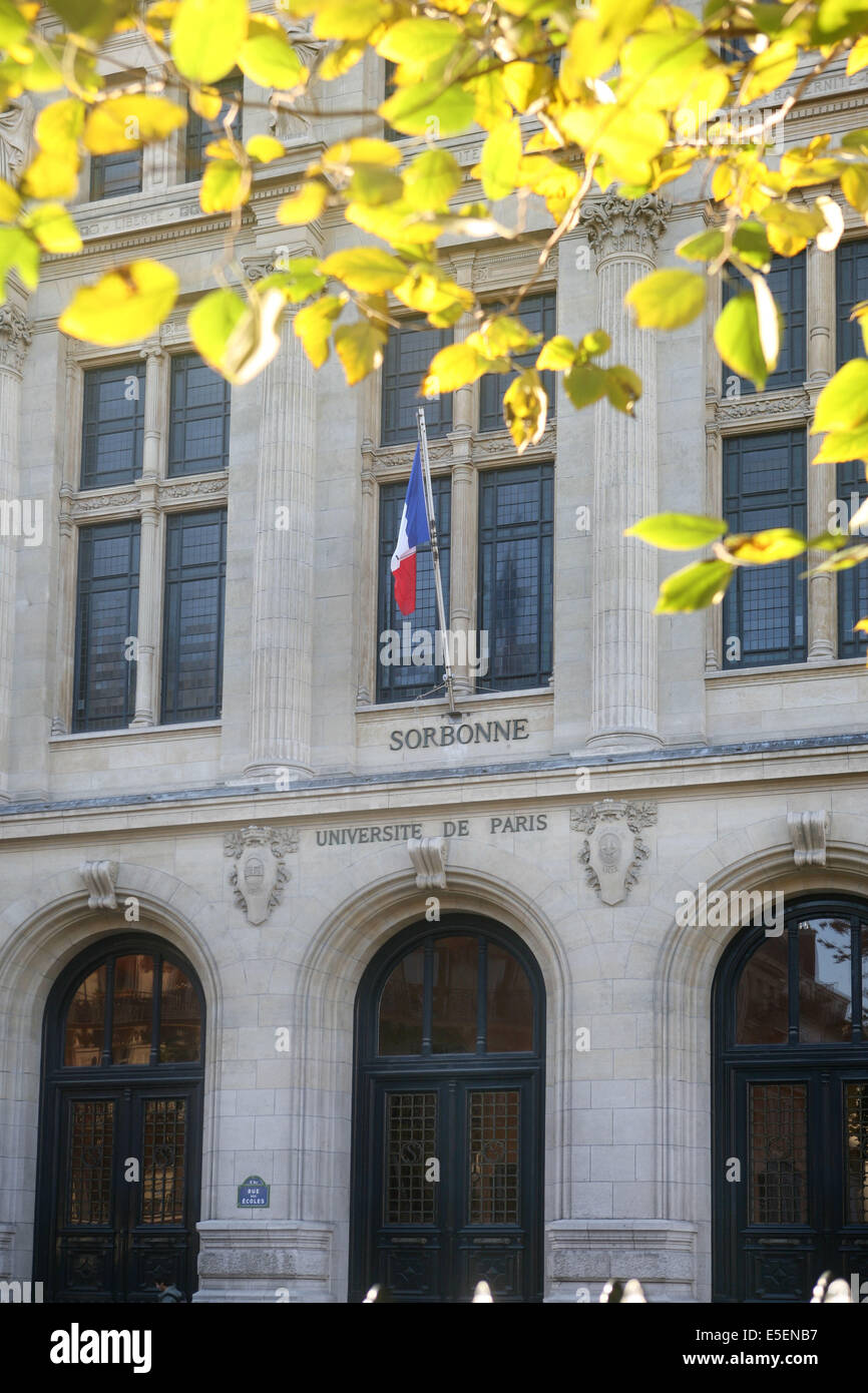 Francia, parigi 5e, universite de la Sorbonne paris IV, Place paul doloreve, portici, arbre, Foto Stock