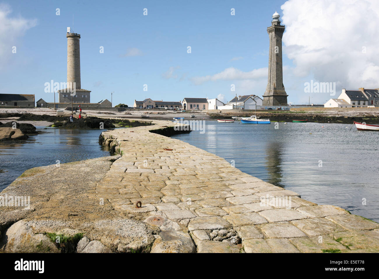 Francia, Bretagne, finistere sud, Pays bigouden, saint guenole, phare d'Eckmuhl, vieille tour, Foto Stock