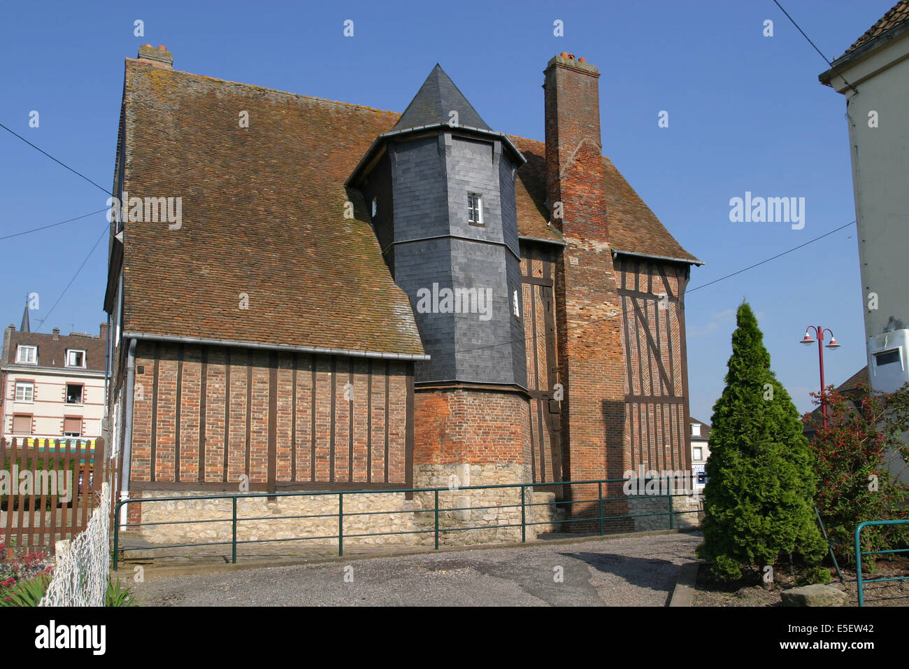 Francia, Haute Normandie, seine Maritime, Pays de bray, neufchatel en bray, musee du Pays de bray, musee du Pays de bray, manoir, habitat tradizionnel, colombage, Foto Stock