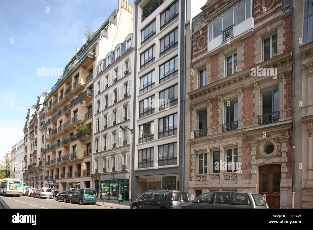 Francia, Ile de France, parigi 17e circondario, 53 a 59 rue jouffroy d'abbans, sequenza stilistica, facciate, Foto Stock