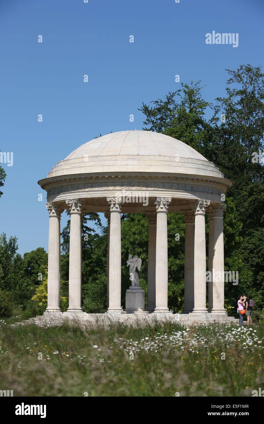 Francia, ile de france, yvelines, versailles, Chateau de versailles, petit trianon, giardino inglese, tempio de l'amour. Foto Stock