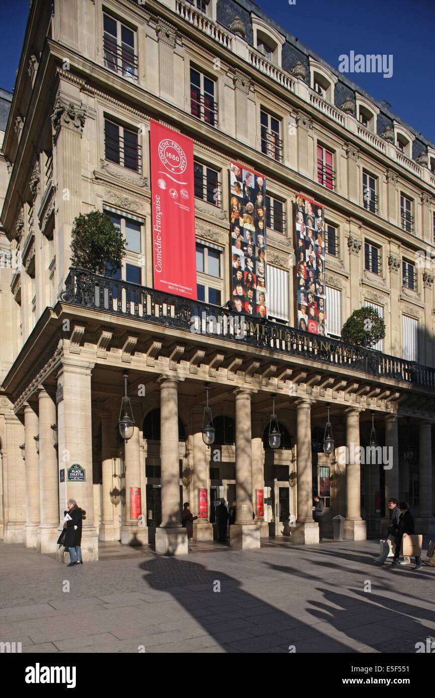 Francia, ile de france, parigi 1er circondario, Place colette, comedie francaise, teatro francais, colonnato, cultura, spettacolo, Data : 2011-2012 Foto Stock