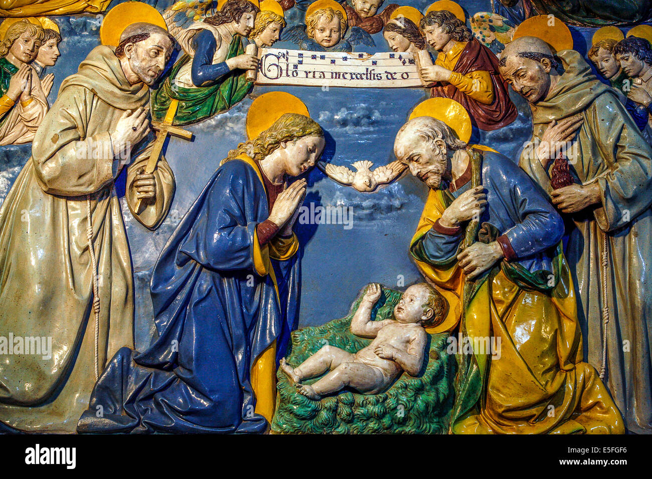 La Verna Toscana: Chiesa di Santa Maria degli Angeli. Terracotta policroma 1490 Foto Stock