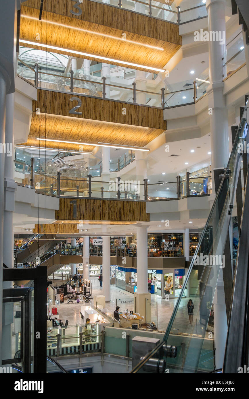 Il Myer Center atrio interno in Rundle Mall, il centro cittadino di Adelaide, Australia del Sud Foto Stock