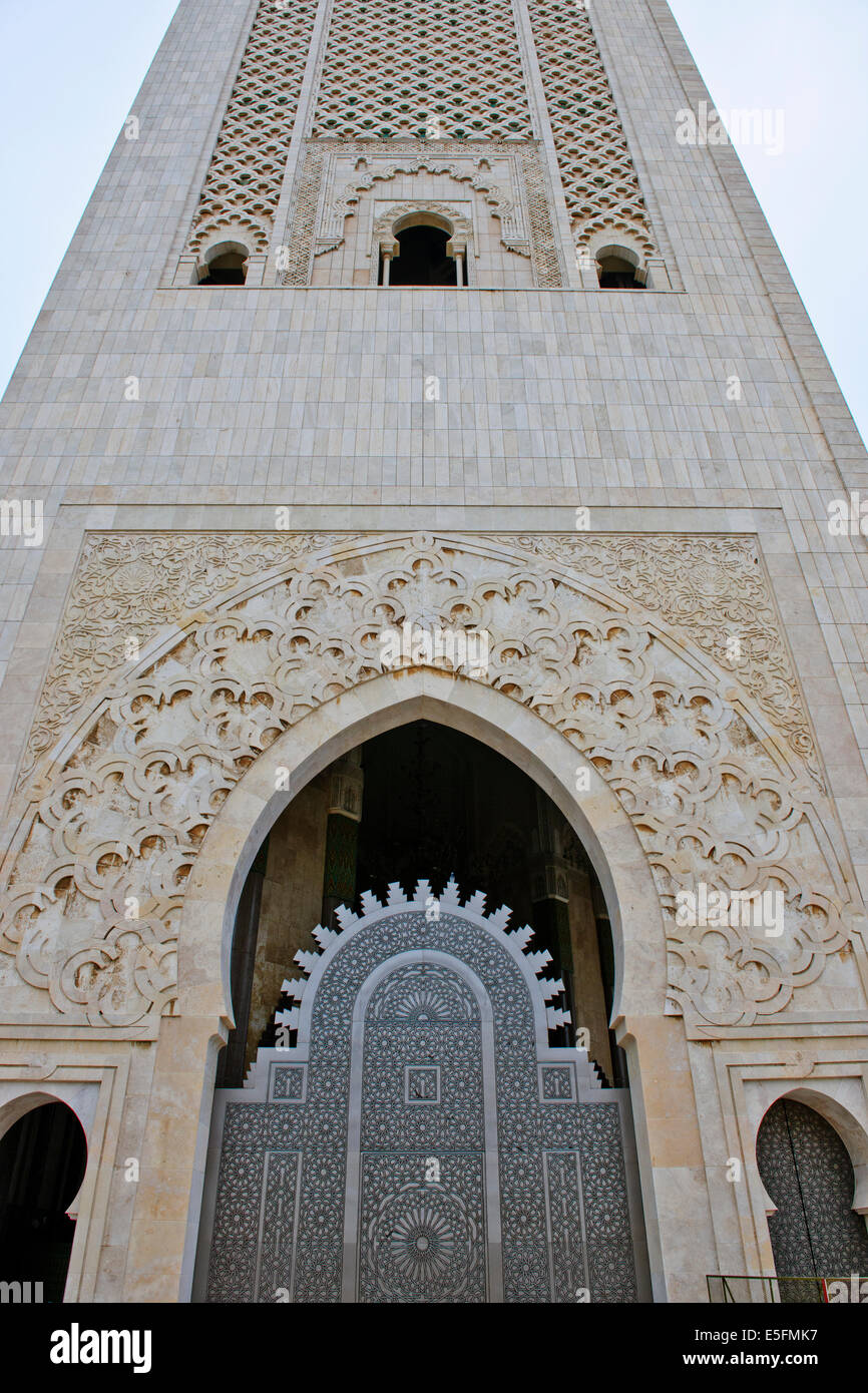 Moschea di Hassan II è la più grande moschea in Marocco e in Africa e la seconda più grande in tutto il mondo,costruito nel 1993,Casablanca,Marocco Foto Stock