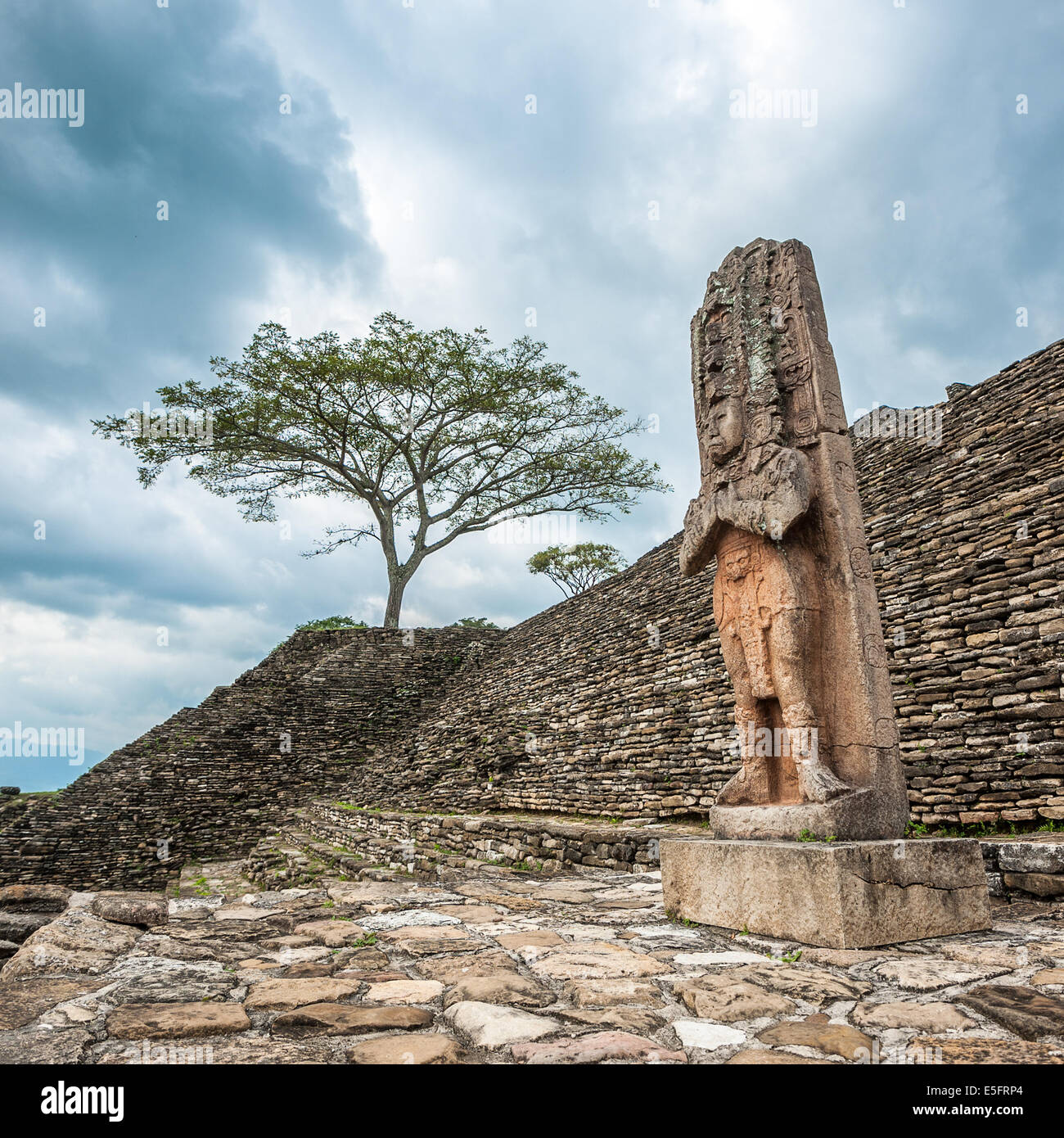 In rovina città maya Tonina, Chiapas, Messico Foto Stock