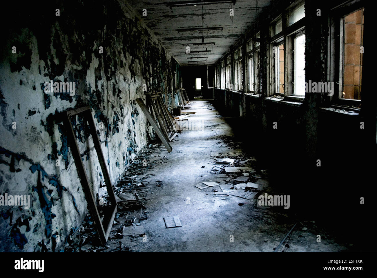 Pripjat città fantasma di Chernobyl zona di esclusione, Ucraina Foto Stock